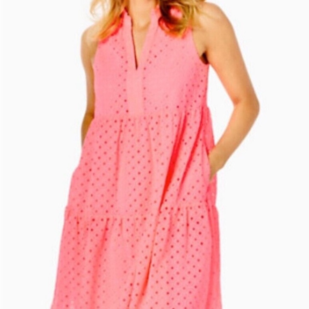 Lilly Pulitzer Novella Eyelet Swing Dress Pink/Coral Size Medium